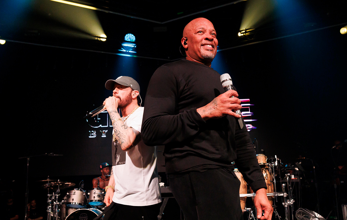 Watch Eminem’s surprise performance with Dr. Dre at Gin & Juice event in London