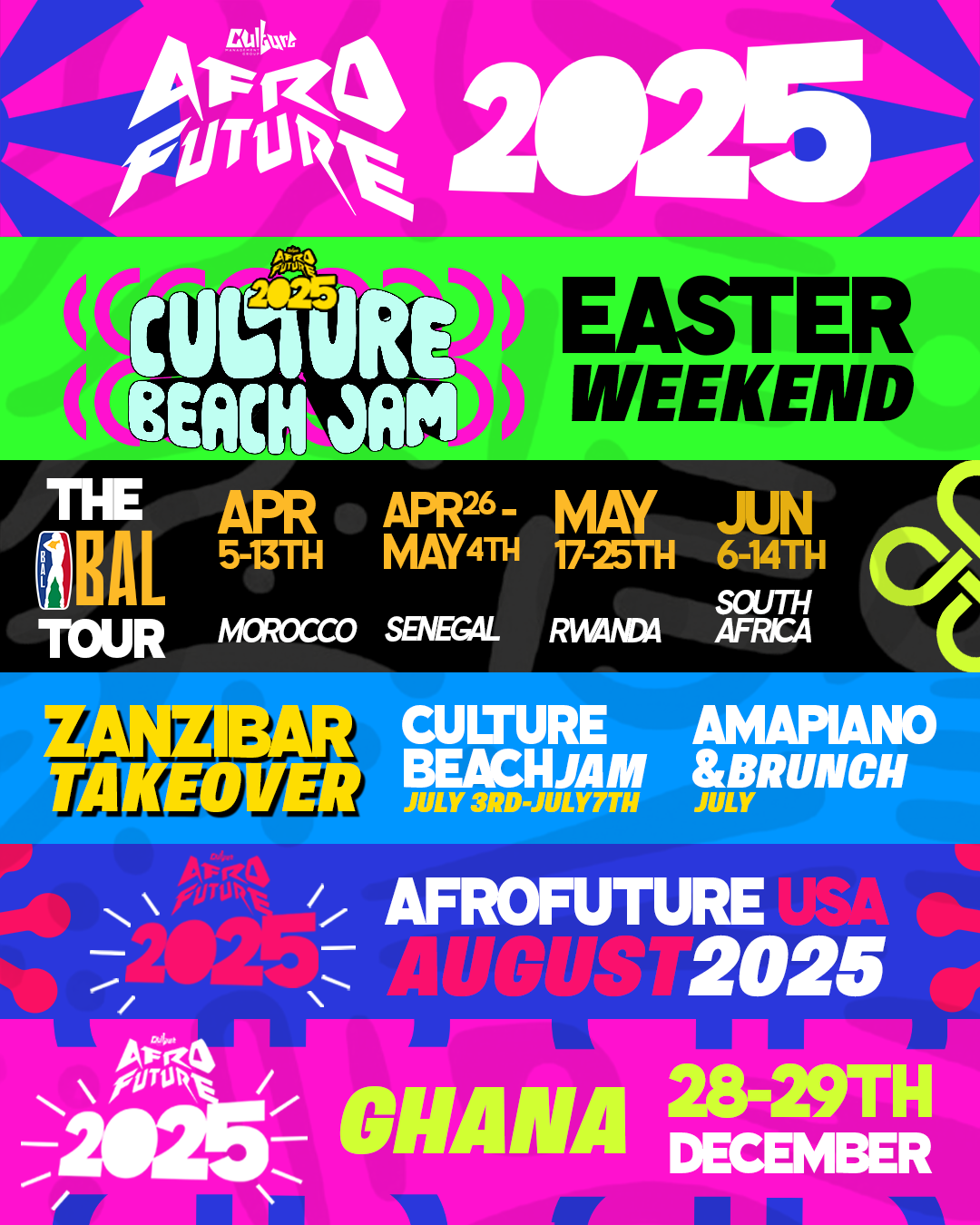 AfroFuture Unveils Groundbreaking 2025 Culture Calendar, Expanding Its Culture Beach Jam Series to the U.S. and BAL Tour Across Africa